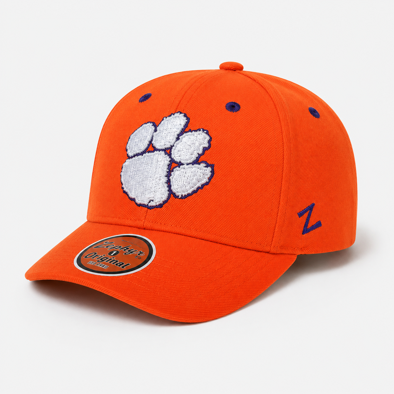 Clemson Tigers NCAA White Paw Zephyr Competitor Cap Snapback Hat Adjustable