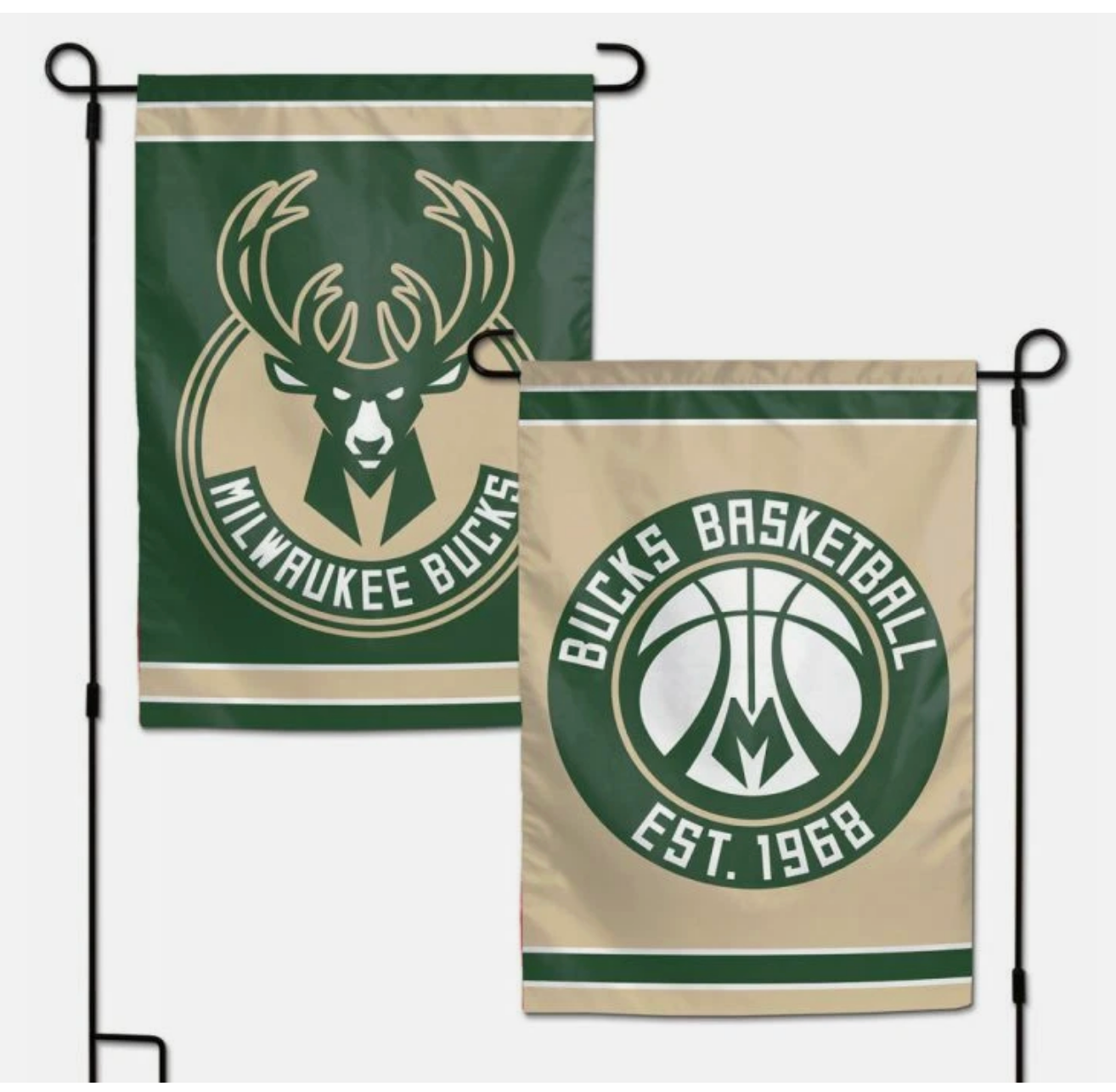 MILWAUKEE BUCKS DOUBLE SIDED GARDEN FLAG 12"X18" NBA GARDEN FLAG