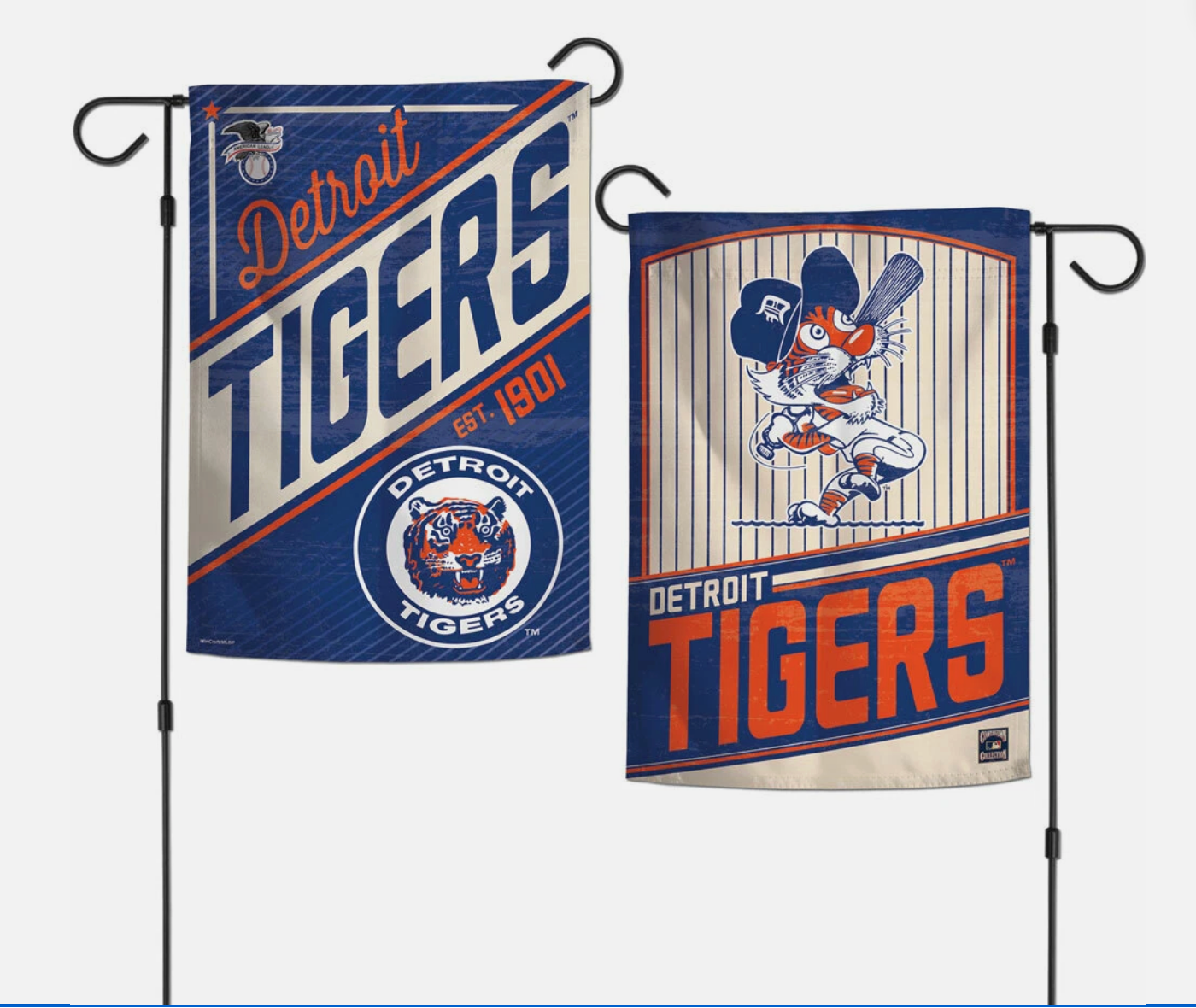 DETROIT TIGERS COOPERSTOWN STYLE 2 SIDED GARDEN FLAG 12"X18" MLB