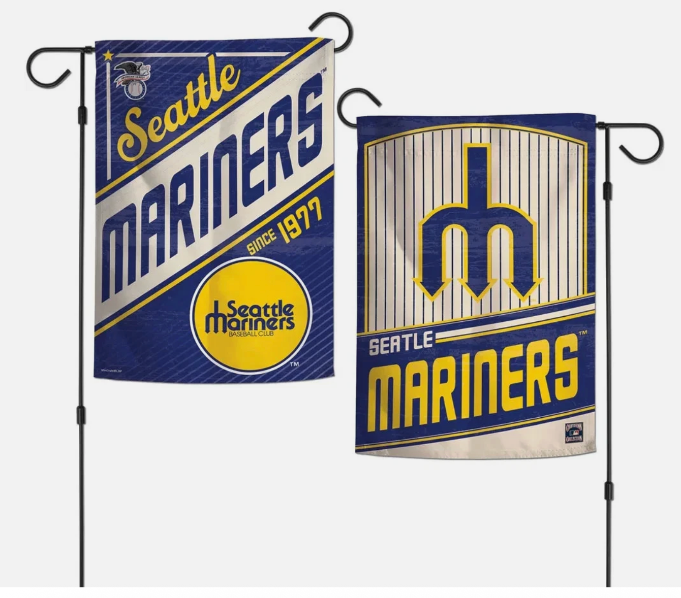 SEATTLE MARINERS COOPERSTOWN 12"X18" 2-SIDED GARDEN FLAG RETRO