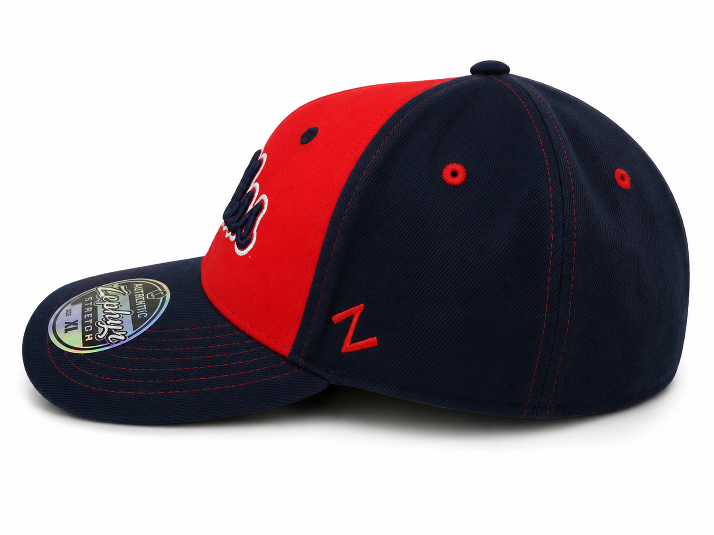 Ole Miss Rebels NCAA Blue & Red Zephyr Flex Hat, Small
