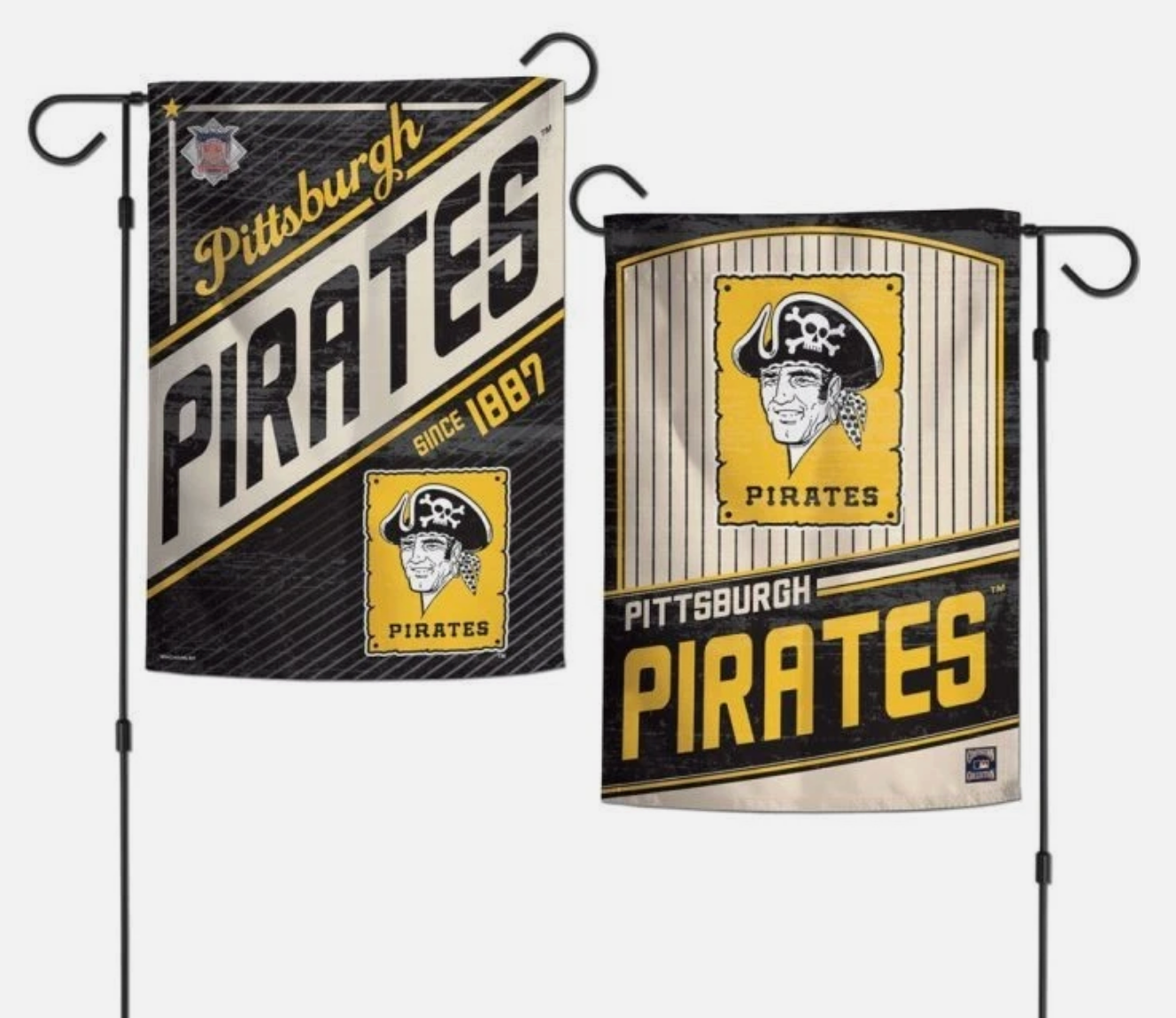 PITTSBURGH PIRATES COOPERSTOWN COLLECTION 2 SIDE GARDEN FLAG 12"X18" RETRO
