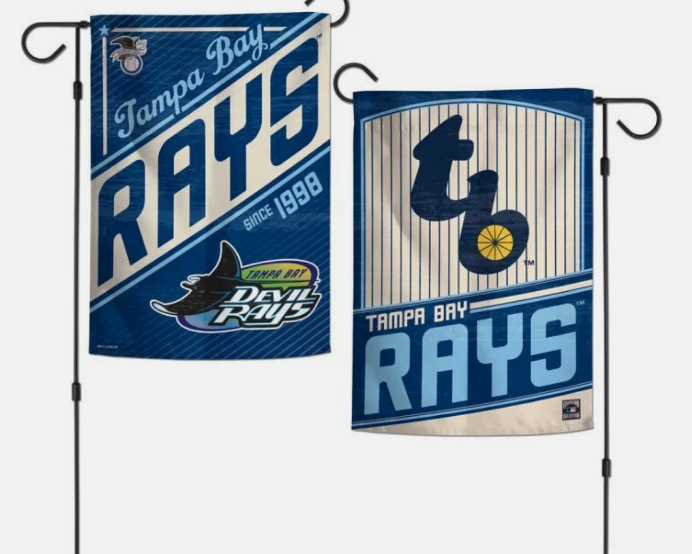 TAMPA BAY RAYS COOPERSTOWN STYLE 2 SIDED GARDEN FLAG 12"X18" Retro