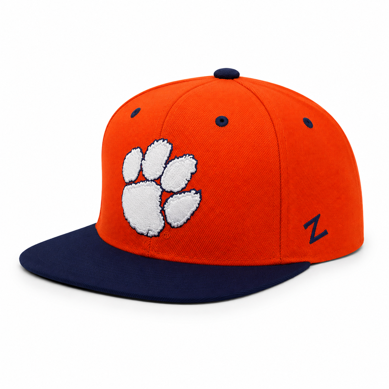 Clemson Tigers NCAA White Paw Zephyr Z11 Flat Bil Snapback Hat Adjustable