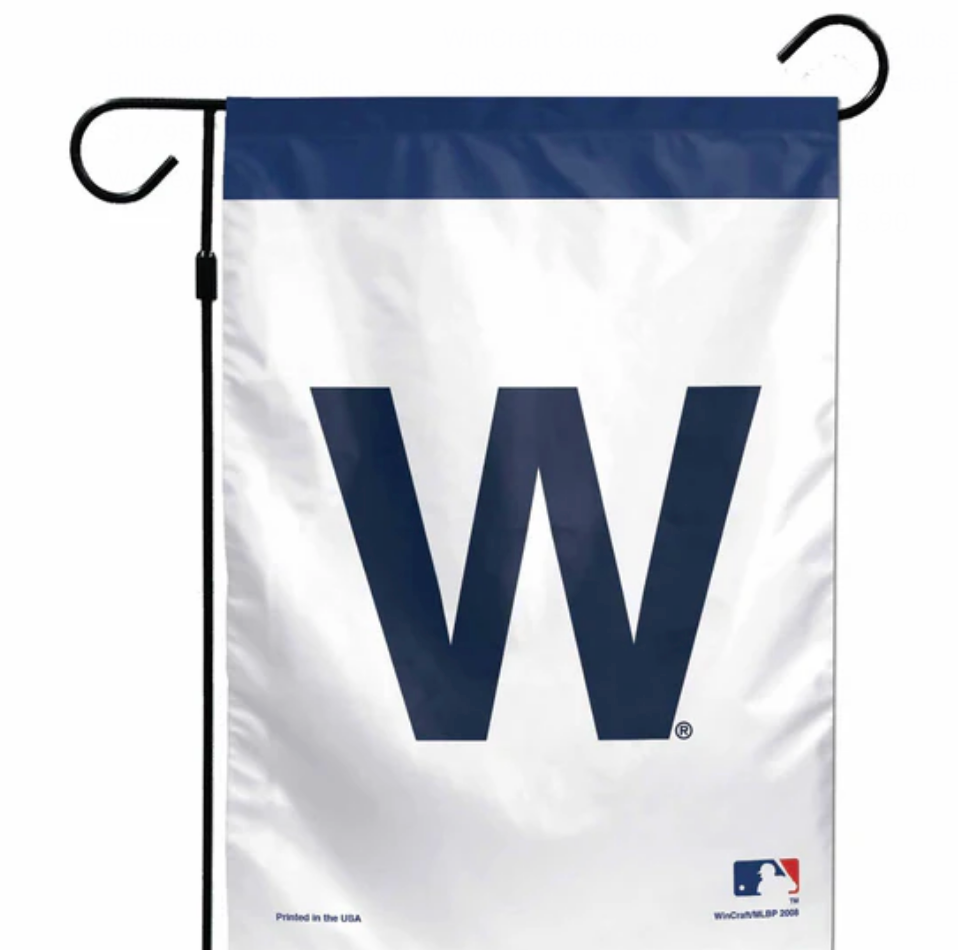 Chicago Cubs Wrigley W White 2 Sided Garden Flag 12.5" x 18"
