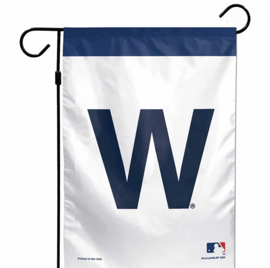 Chicago Cubs Wrigley W White 2 Sided Garden Flag 12.5" x 18"