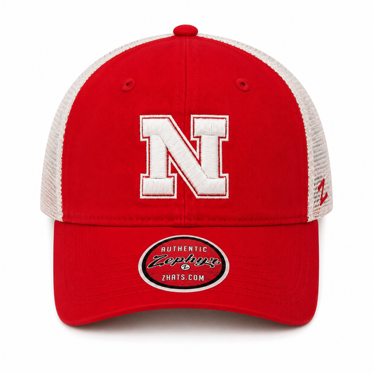 Nebraska Cornhuskers NCAA Zephyr Red Mesh Trucker Hat Snapback Cap OSFA
