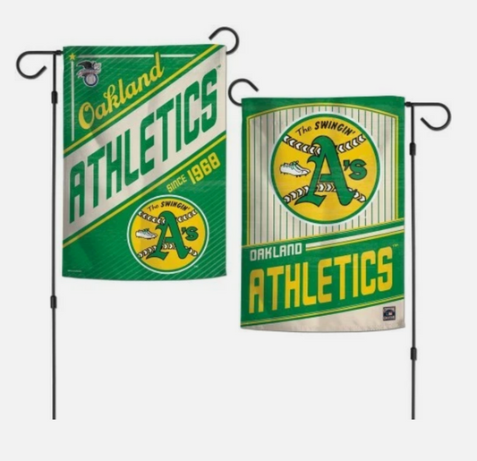 OAKLAND A'S ATHLETICS COOPERSTOWN STYLE 2 SIDED GARDEN FLAG 12"X18" RETRO