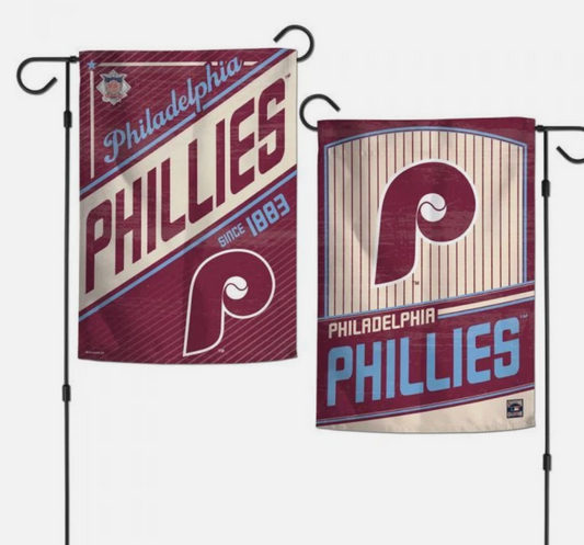 PHILADELPHIA PHILLIES COOPERSTOWN STYLE 2 SIDED GARDEN FLAG 12"X18" RETRO