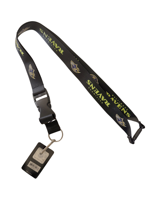 NFL Baltimore Ravens Black/Neon Green Breakaway Lanyard Keychain NWT