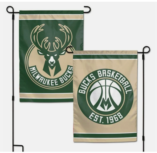 MILWAUKEE BUCKS DOUBLE SIDED GARDEN FLAG 12"X18" NBA GARDEN FLAG