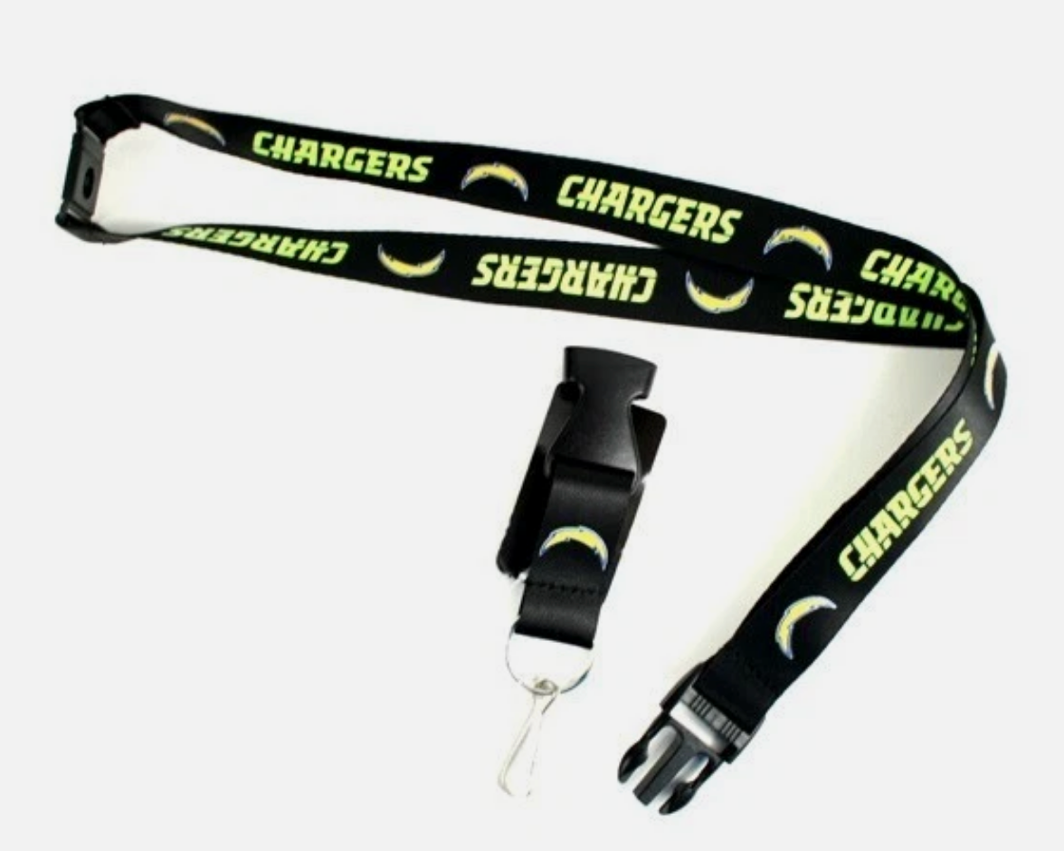 NFL Los Angeles Chargers Black-Neon Breakaway Lanyard Keychain