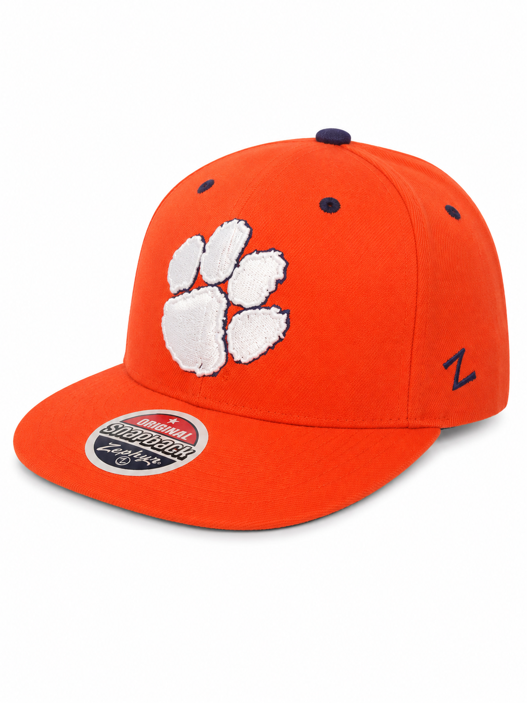 Clemson Tigers NCAA White Paw Zephyr Z11 Flat Bil Snapback Hat Adjustable