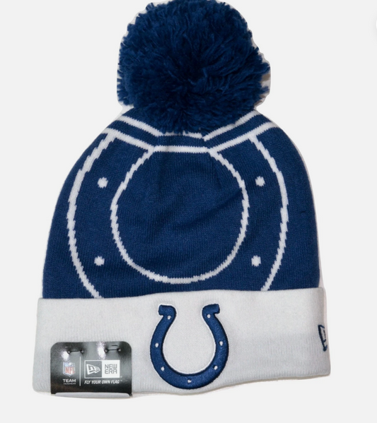 Indianapolis Colts New Era NFL Football Logo Whiz Pom Knit Winter Hat Beanie