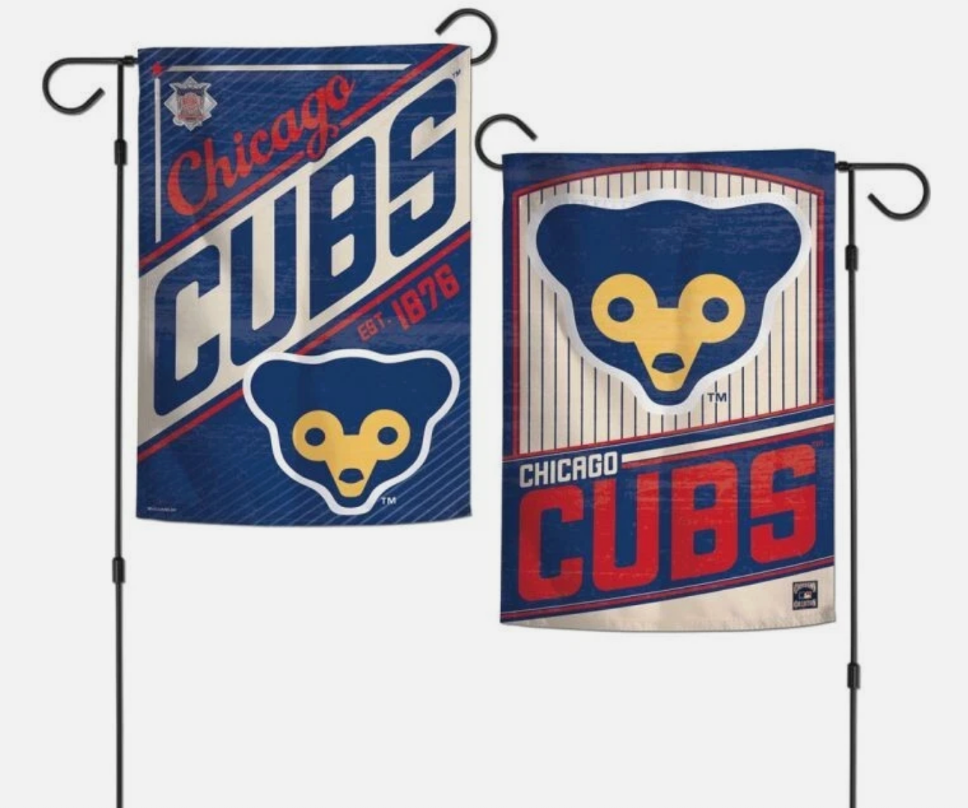 CHICAGO CUBS COOPERSTOWN COLLECTION 2 SIDED GARDEN FLAG 12"X18" YARD BANNER