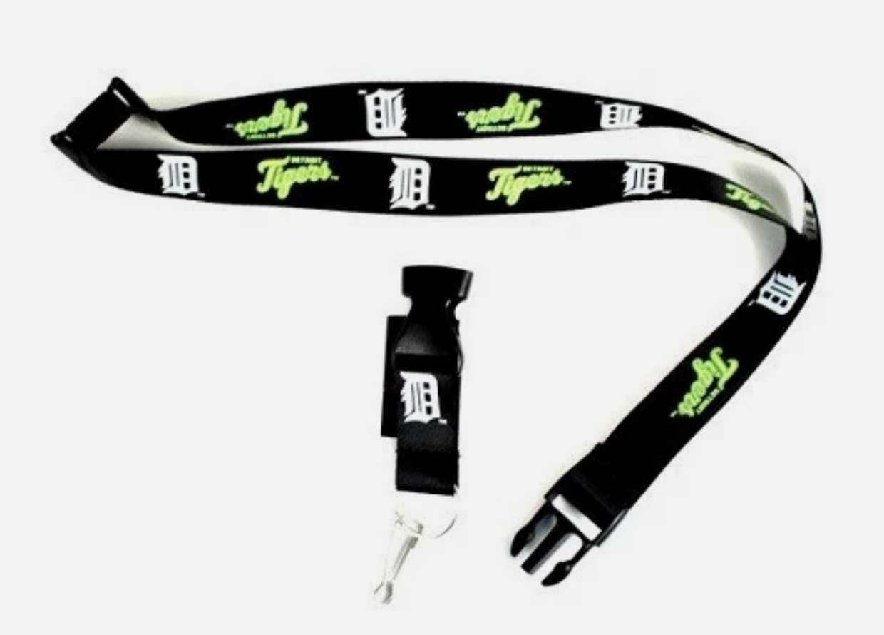Detroit Tigers MLB Black Neon Lanyard