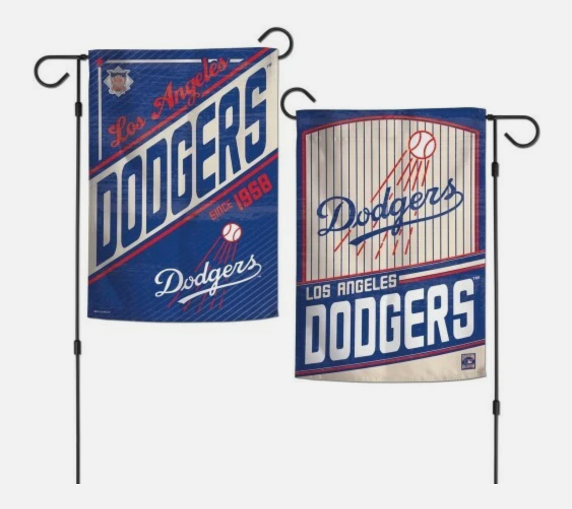 LOS ANGELES DODGERS COOPERSTOWN STYLE 2 SIDED GARDEN FLAG 12"X18" Retro