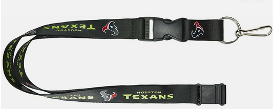 HOUSTON TEXANS NFL WOODMARK BLACK & NEON LANYARD KEYCHAIN