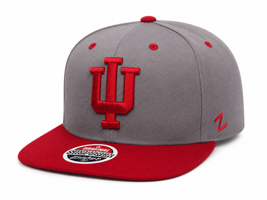 Men's Zephyr Gray/Crimson Indiana Hoosiers Z11 Snapback Adjustable Hat - OSFA
