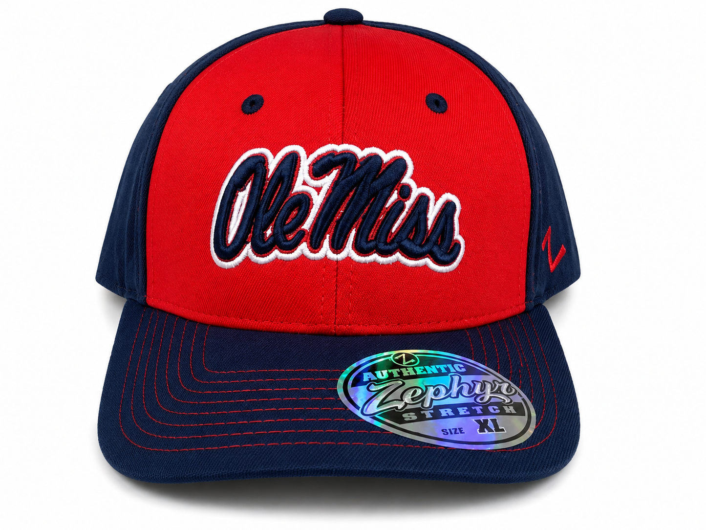Ole Miss Rebels NCAA Blue & Red Zephyr Flex Hat, Small