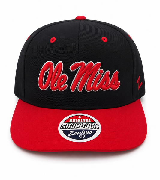 Ole Miss Rebels NCAA Zephyr Snapback Hat Navy/Red. Hotty Toddy