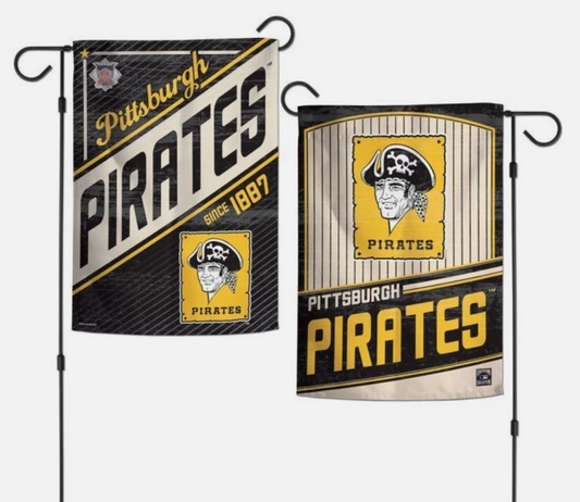 PITTSBURGH PIRATES COOPERSTOWN COLLECTION 2 SIDE GARDEN FLAG 12"X18" RETRO
