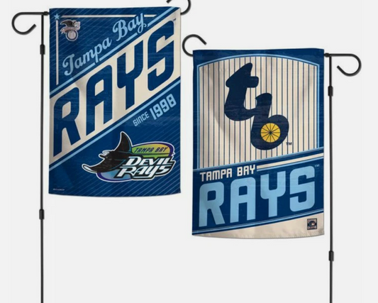 TAMPA BAY RAYS COOPERSTOWN STYLE 2 SIDED GARDEN FLAG 12"X18" Retro