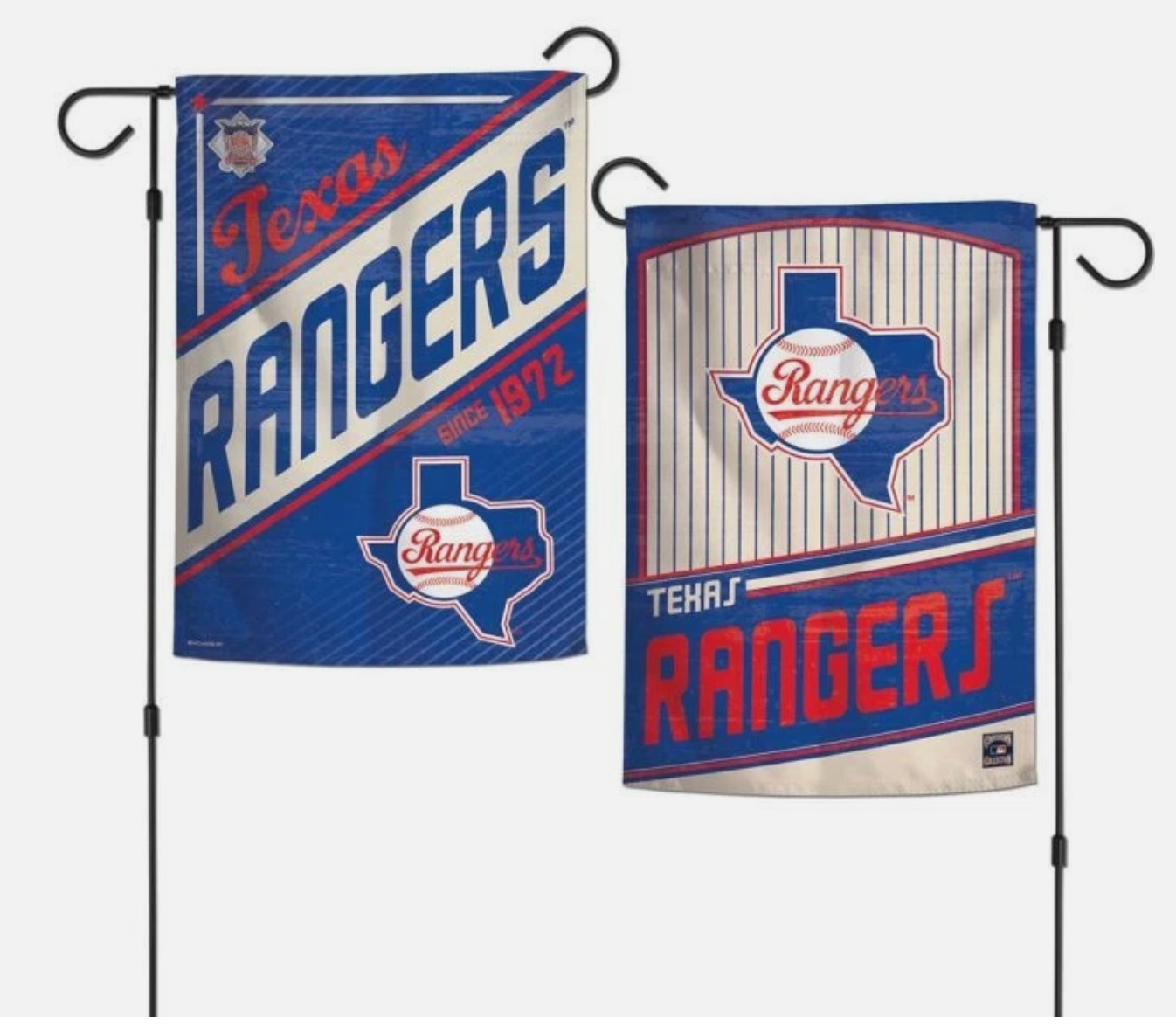 TEXAS RANGERS COOPERSTOWN STYLE 2 SIDED GARDEN FLAG 12"X18" YARD BANNER