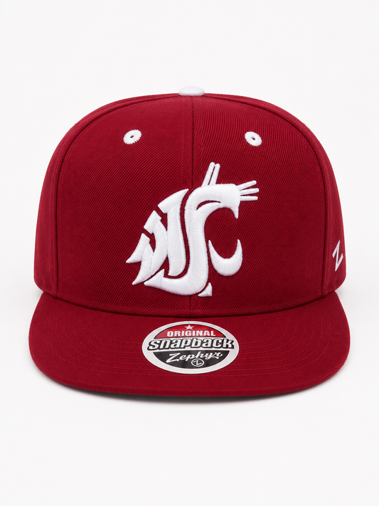 Washington State Cougars NCAA Zephyr Z1 Flat Bill Snapback Hat Crimson