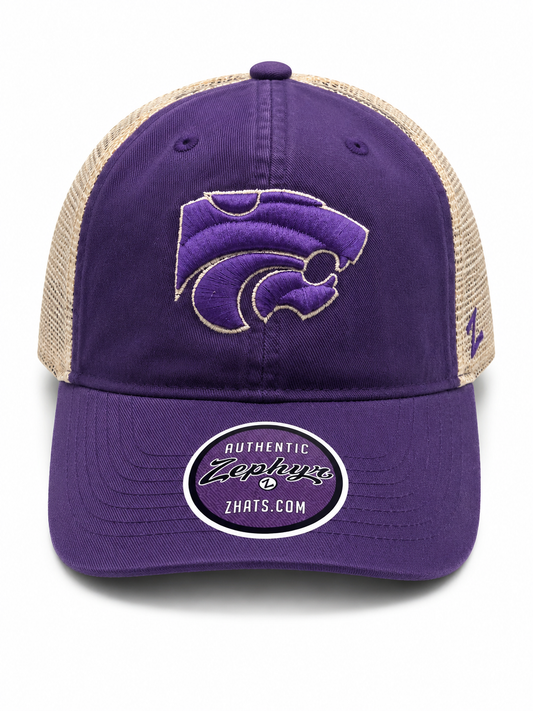 Kansas State University Wildcats Adjustable Distressed Trucker Hat by Zephyr